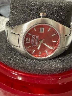 Red Dial Stainless Women's Watch